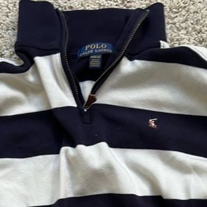 Polo Ralph Lauren 1/4 Zip Sweater Boys Youth Medium 10-12 - Long Sleeve Striped